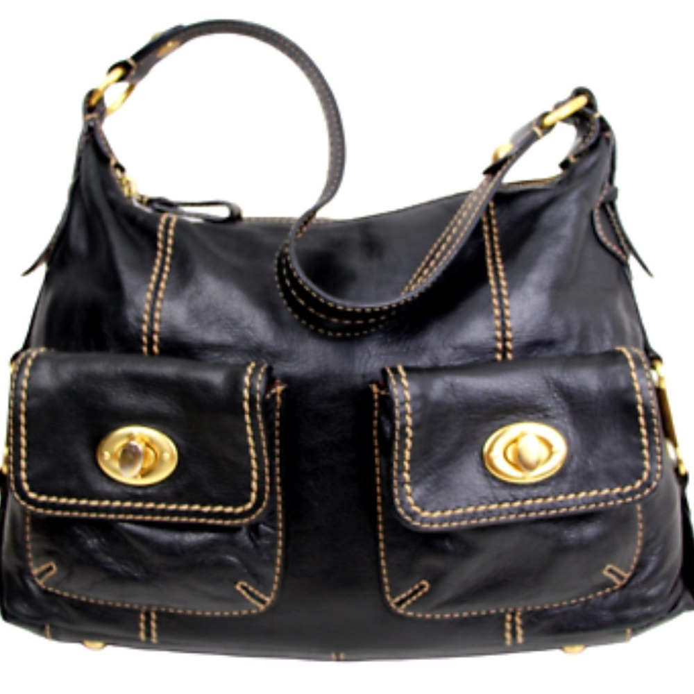 ⭐️THE SAK BLACK GENUINE LEATHER BOHO TOTE HOBO SHOULDER BAG HANDBAG PURSE⭐️